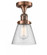 Cone - 1 Light - 7 inch - Antique Copper - Semi-Flush Mount (3442|517-1CH-AC-G64-LED)