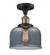 Bell - 1 Light - 8 inch - Black Antique Brass - Semi-Flush Mount (3442|517-1CH-BAB-G73-LED)