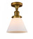 Cone - 1 Light - 8 inch - Brushed Brass - Semi-Flush Mount (3442|517-1CH-BB-G41-LED)