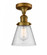 Cone - 1 Light - 7 inch - Brushed Brass - Semi-Flush Mount (3442|517-1CH-BB-G64-LED)