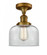 Bell - 1 Light - 8 inch - Brushed Brass - Semi-Flush Mount (3442|517-1CH-BB-G72-LED)