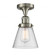 Cone - 1 Light - 7 inch - Brushed Satin Nickel - Semi-Flush Mount (3442|517-1CH-SN-G64-LED)