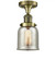 Bell - 1 Light - 5 inch - Antique Brass - Semi-Flush Mount (3442|517-1CH-AB-G58)