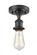 Bare Bulb - 1 Light - 5 inch - Matte Black - Semi-Flush Mount (3442|516-1C-BK-LED)