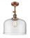 Bell - 1 Light - 12 inch - Antique Copper - Adjustable Semi-Flush Mount (3442|201F-AC-G72-L-LED)