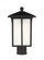 Tomek modern 1-light LED outdoor exterior post lantern in black finish with etched white glass panel (38|8252701EN3-12)