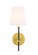 Mel 1 Light Brass and Black and White Shade Wall Sconce (758|LD6004W6BRBK)