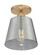 Motif - 1 Light Semi-Flush with Smoked Glass - Brushed Brass and Smoked Glass Finish (81|60/7323)