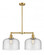 Bell - 2 Light - 21 inch - Satin Gold - Stem Hung - Adjustable Island Light (3442|209-SG-G74-L-LED)
