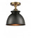 Adirondack - 1 Light - 8 inch - Brushed Brass - Semi-Flush Mount (3442|516-1C-BB-M14-BK)