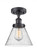 Cone - 1 Light - 8 inch - Matte Black - Semi-Flush Mount (3442|916-1C-BK-G44-LED)