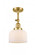 Bell - 1 Light - 8 inch - Satin Gold - Adjustable Semi-Flush Mount (3442|201F-SG-G71)