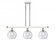 Athens - 3 Light - 36 inch - White Polished Chrome - Stem hung - Island Light (3442|516-3I-WPC-G124-8-LED)