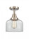 Bell - 1 Light - 8 inch - Brushed Satin Nickel - Semi-Flush Mount (3442|447-1C-SN-G72-LED)