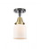 Bell - 1 Light - 5 inch - Black Antique Brass - Semi-Flush Mount (3442|447-1C-BAB-G51-LED)