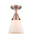 Cone - 1 Light - 6 inch - Antique Copper - Semi-Flush Mount (3442|447-1C-AC-G61-LED)