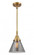 Cone - 1 Light - 8 inch - Brushed Brass - Mini Pendant (3442|447-1S-BB-G43-LED)