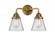 Cone - 2 Light - 14 inch - Brushed Brass - Bath Vanity Light (3442|288-2W-BB-G62)