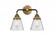 Cone - 2 Light - 14 inch - Black Antique Brass - Bath Vanity Light (3442|288-2W-BAB-G64-LED)
