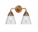 Cone - 2 Light - 14 inch - Antique Copper - Bath Vanity Light (3442|288-2W-AC-G64-LED)