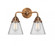 Cone - 2 Light - 14 inch - Antique Copper - Bath Vanity Light (3442|288-2W-AC-G62-LED)