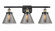Cone - 3 Light - 28 inch - Black Antique Brass - Bath Vanity Light (3442|916-3W-BAB-G43-LED)