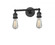 Bare Bulb - 2 Light - 11 inch - Matte Black - Adjustable Bath Vanity Light (3442|208-BK-LED)
