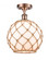 Farmhouse Rope - 1 Light - 10 inch - Antique Copper - Semi-Flush Mount (3442|516-1C-AC-G121-10RB-LED)