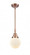 Beacon - 1 Light - 6 inch - Antique Copper - Mini Pendant (3442|447-1S-AC-G201-6-LED)