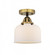 Bell - 1 Light - 8 inch - Black Antique Brass - Semi-Flush Mount (3442|288-1C-BAB-G71-LED)