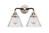 Cone - 2 Light - 16 inch - Black Polished Nickel - Bath Vanity Light (3442|288-2W-BPN-G44-LED)