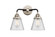 Cone - 2 Light - 14 inch - Black Polished Nickel - Bath Vanity Light (3442|288-2W-BPN-G64-LED)