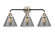 Cone - 3 Light - 26 inch - Black Polished Nickel - Bath Vanity Light (3442|288-3W-BPN-G43-LED)