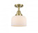 Bell - 1 Light - 8 inch - Antique Brass - Semi-Flush Mount (3442|447-1C-AB-G71-LED)