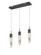 Aspen  32'' Linear  Multi  Pendant in Black and Bubbled Crystal (4450|HF1900-3-AP-BK)