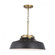 1-Light Industrial Metal Shade Pendant - Matte Black and Aged Brass with White Interior (8583|9D331A)