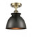 Adirondack - 1 Light - 8 inch - Antique Brass - Semi-Flush Mount (3442|516-1C-AB-M14-BK)