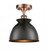 Adirondack - 1 Light - 8 inch - Antique Copper - Semi-Flush Mount (3442|516-1C-AC-M14-BK-LED)