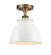 Adirondack - 1 Light - 8 inch - Brushed Brass - Semi-Flush Mount (3442|516-1C-BB-M14-W)