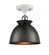 Adirondack - 1 Light - 8 inch - White Polished Chrome - Semi-Flush Mount (3442|516-1C-WPC-M14-BK-LED)