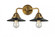 Railroad - 2 Light - 16 inch - Brushed Brass - Bath Vanity Light (3442|288-2W-BB-M6-BK-LED)