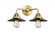 Railroad - 2 Light - 16 inch - Satin Gold - Bath Vanity Light (3442|288-2W-SG-M6-BK-LED)
