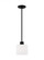 Canfield indoor dimmable LED 1-light mini pendant in a midnight black finish with white etched glass (38|6128801EN3-112)