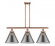 Cone - 3 Light - 36 inch - Antique Copper - Stem Hung - Island Light (3442|916-3I-AC-G43-L)