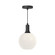 Castilla 8-in Matte Black/Opal Matte Glass 1 Light Socket Pendant (7713|PD506108MBOP)