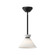 Halston 8-in Glossy Opal Glass/Matte Black 1 Light Socket Pendant (7713|PD470108MBGO)