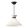 Halston 14-in Glossy Opal Glass/Matte Black 1 Light Socket Pendant (7713|PD470514MBGO)