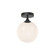 Nouveau 8-in Matte Black/Opal Matte Glass 1 Light Flush Mount (7713|FM505108MBOP)