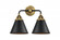 Appalachian - 2 Light - 16 inch - Black Antique Brass - Bath Vanity Light (3442|288-2W-BAB-M13-BK-LED)