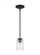 Oslo indoor dimmable 1-light mini pendant in a bronze finish with a clear seeded glass shade (38|61170-710)